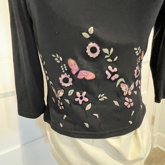 Jalate, Jersey Knit, TOP, 3/4 Sleeve, Black w/ Black Embroidery & Silkscreen, L - Picture 2 of 6